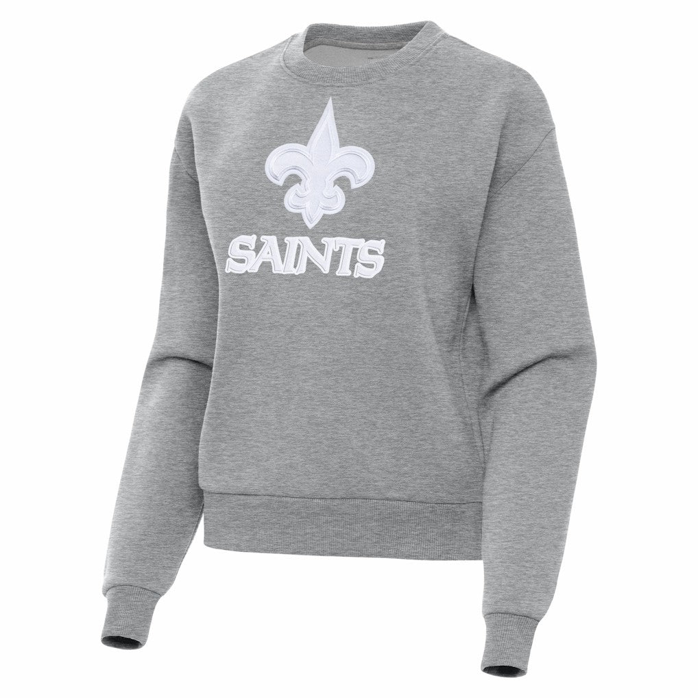 New Orleans Saints Antigua Women's Victory Pullover Sweatshirt Heather Gray