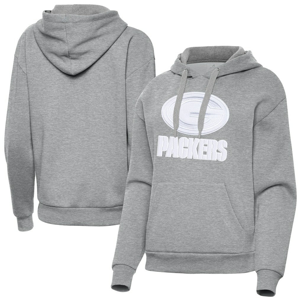 Green Bay Packers Antigua Women's Victory Pullover Hoodie Heather Gray