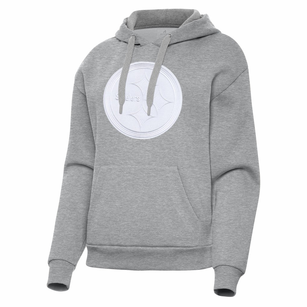 Pittsburgh Steelers Antigua Women's Victory Pullover Hoodie Heather Gray
