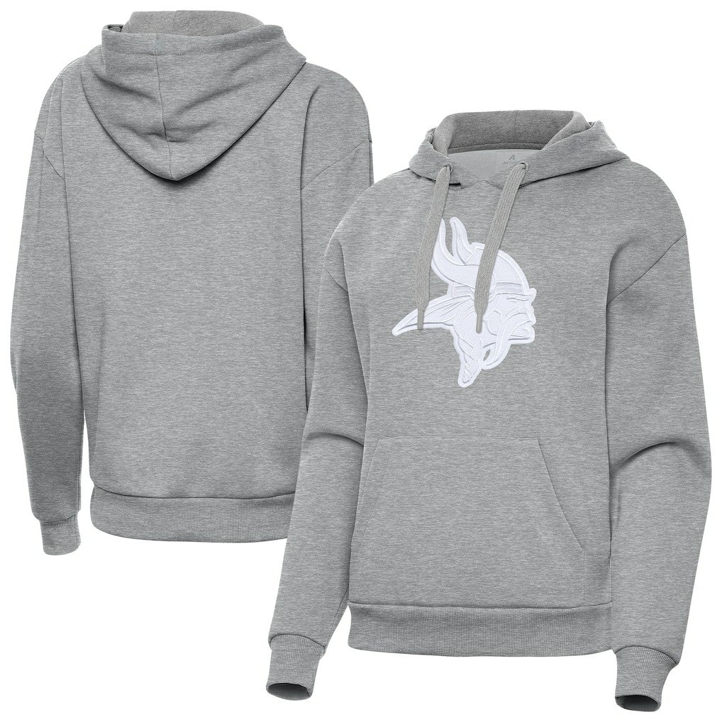 Minnesota Vikings Antigua Women's Victory Pullover Hoodie Heather Gray