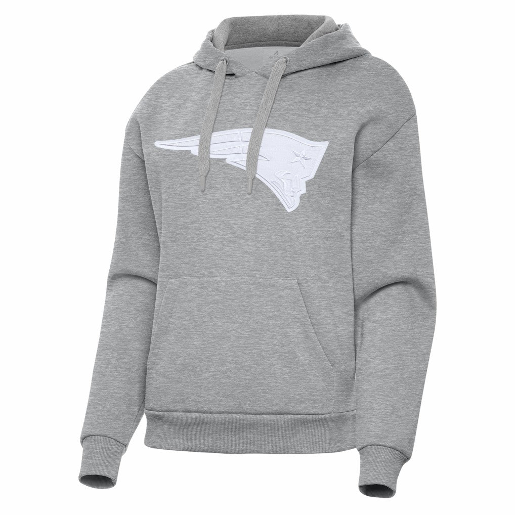 New England Patriots Antigua Women's Victory Pullover Hoodie Heather Gray
