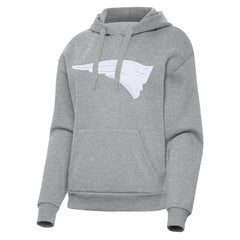 New England Patriots Antigua Women's Victory Pullover Hoodie Heather Gray