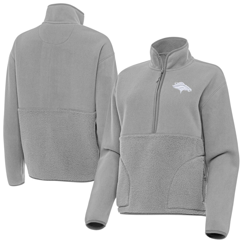 Denver Broncos Antigua Women's Figure Half-Zip Sweatshirt Gray