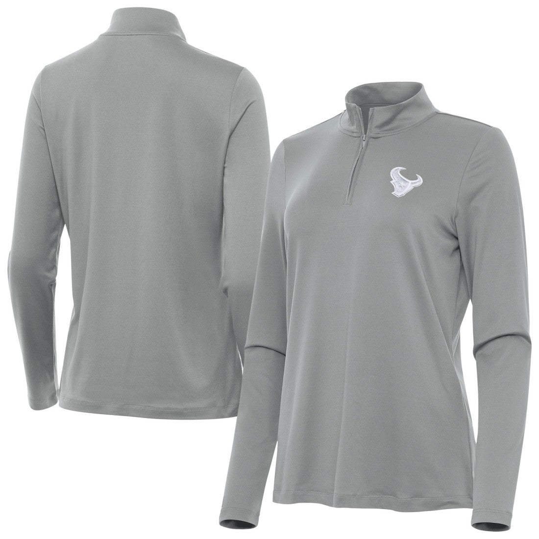 Houston Texans Antigua Women's Reprocess Quarter-Zip Top Gray