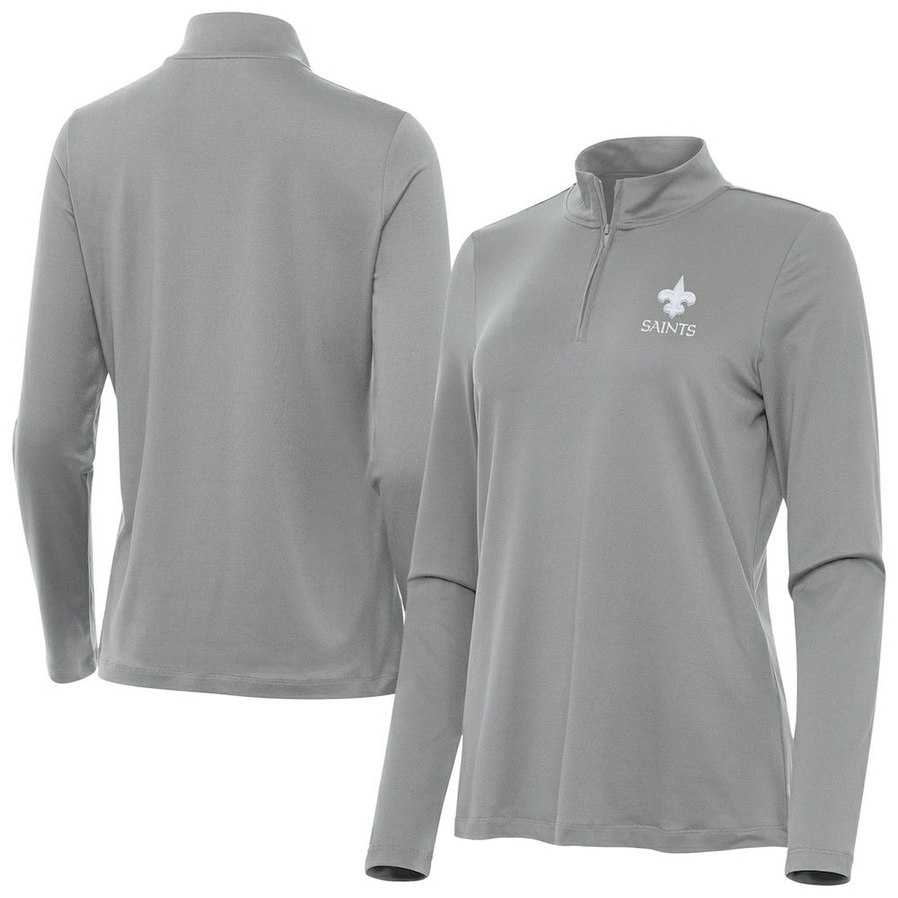 New Orleans Saints Antigua Women's Reprocess Quarter-Zip Top Gray