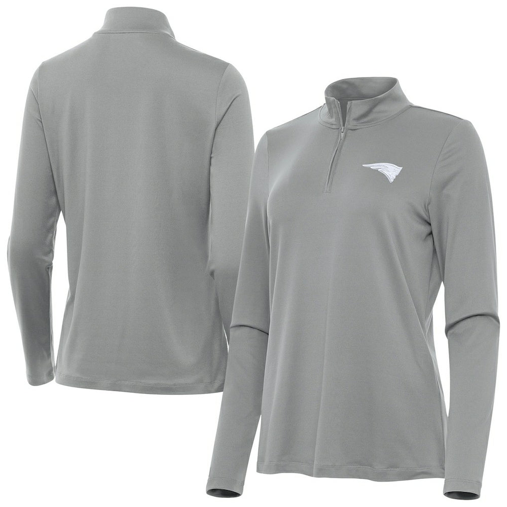 New England Patriots Antigua Women's Reprocess Quarter-Zip Top Gray