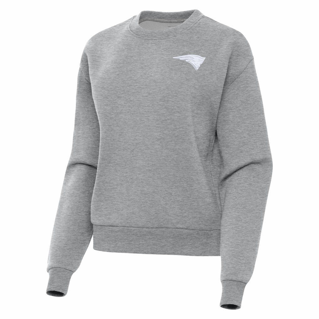 New England Patriots Antigua Women's Victory Crew Pullover Sweatshirt Heather Gray