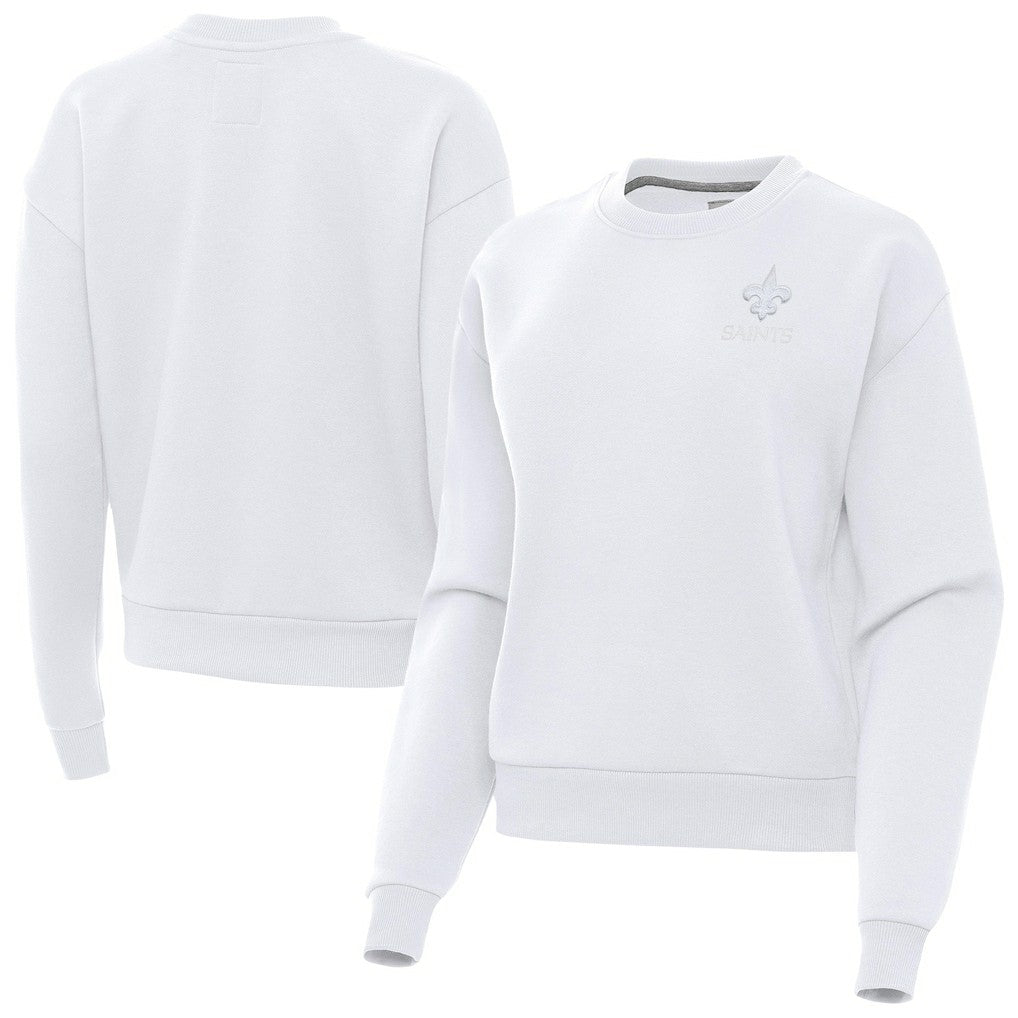 New Orleans Saints Antigua Women's Victory Crew Pullover Sweatshirt White