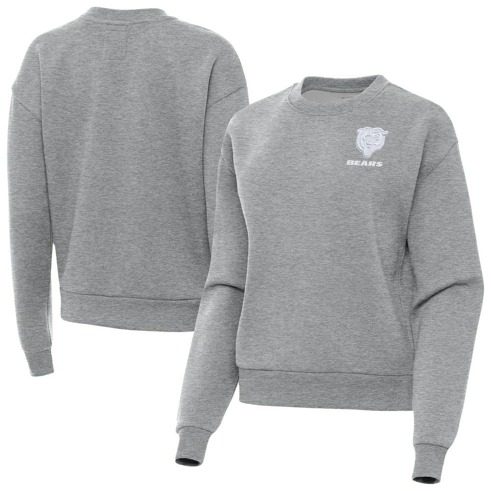 Chicago Bears Antigua Women's Victory Crew Pullover Sweatshirt Heather Gray