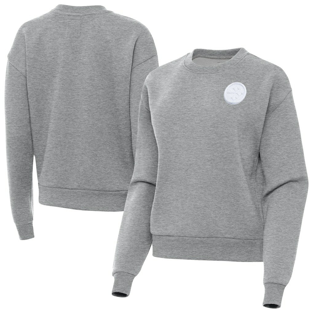 Pittsburgh Steelers Antigua Women's Victory Crew Pullover Sweatshirt Heather Gray