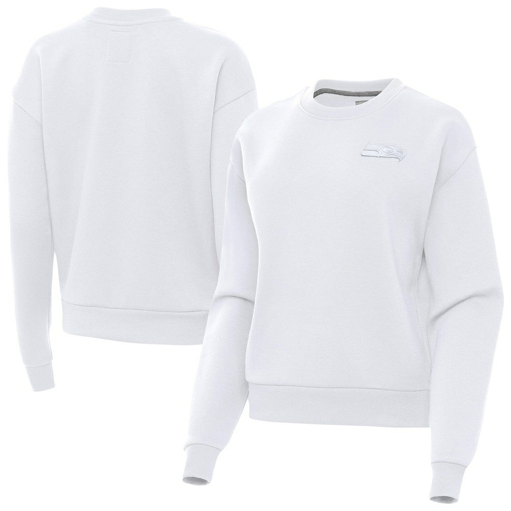 Seattle Seahawks Antigua Women's Victory Crew Pullover Sweatshirt White