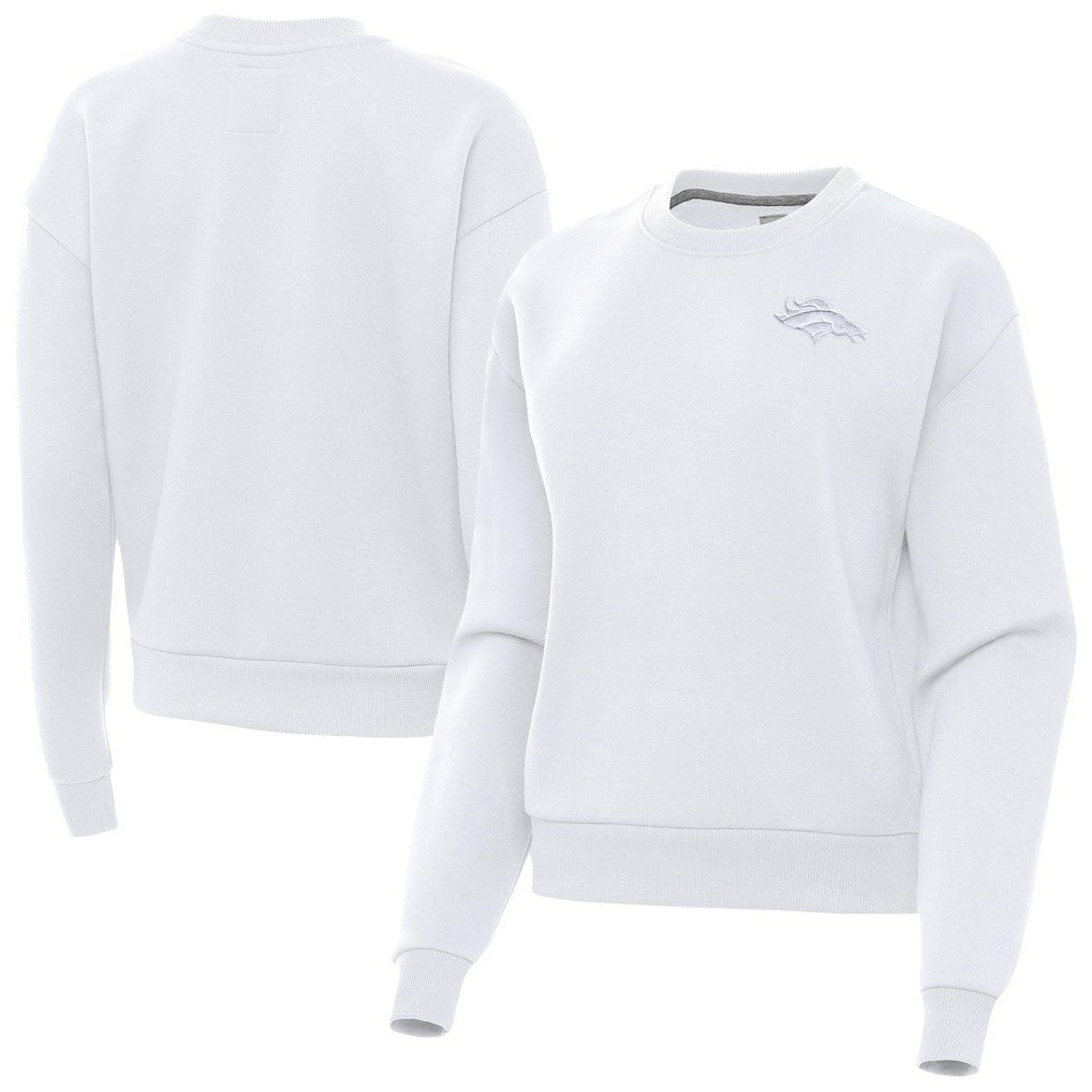 Denver Broncos Antigua Women's Victory Crew Pullover Sweatshirt White