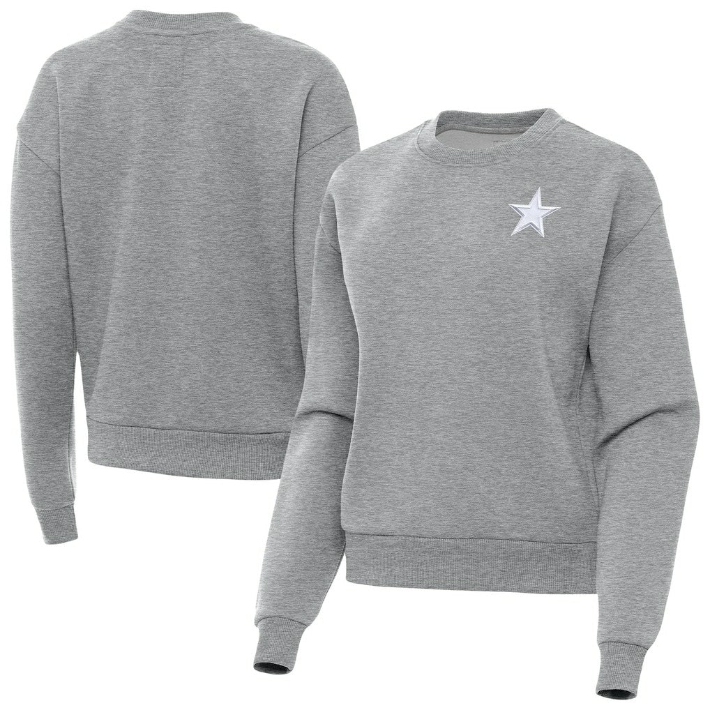 Dallas Cowboys Antigua Women's Victory Crew Pullover Sweatshirt Heather Gray
