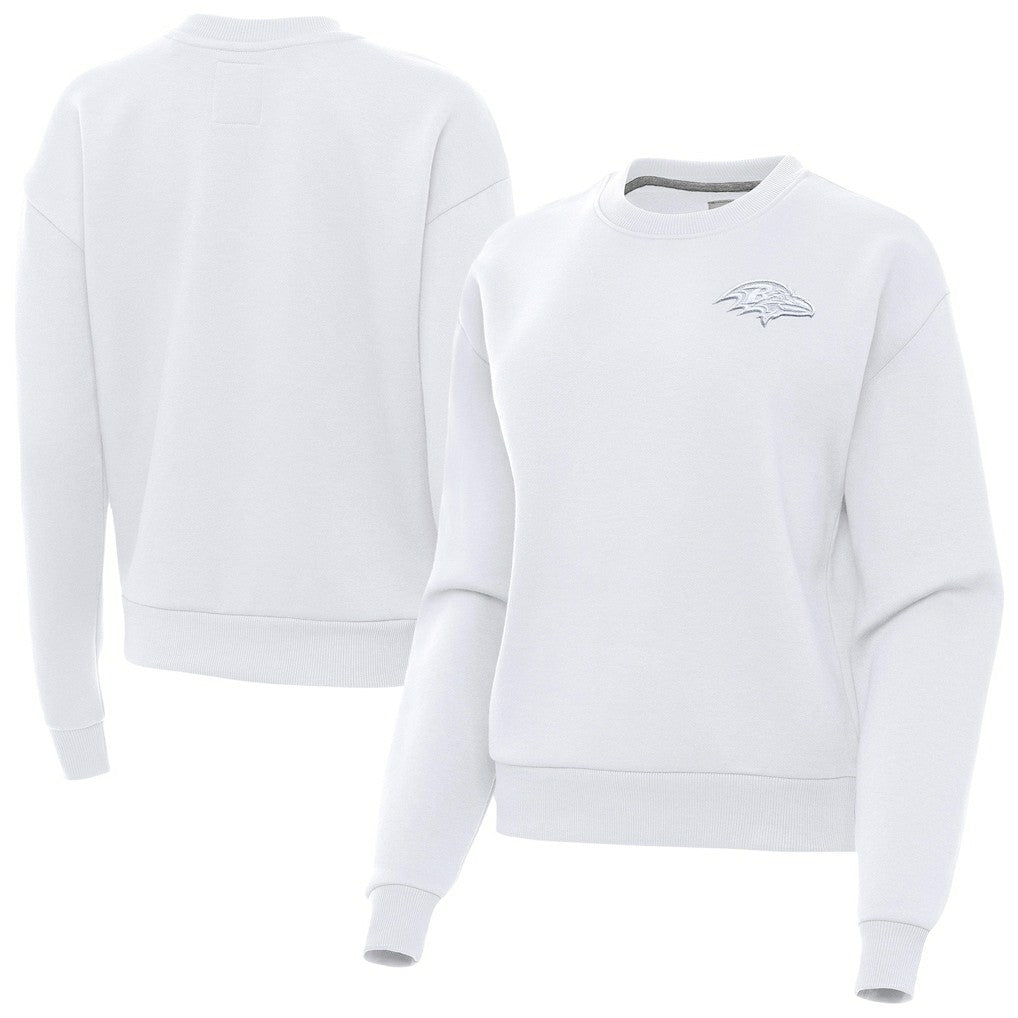 Baltimore Ravens Antigua Women's Victory Crew Pullover Sweatshirt White