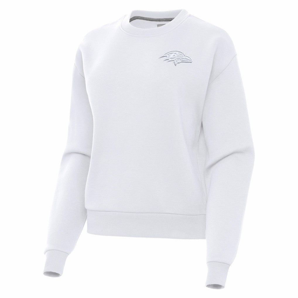 Baltimore Ravens Antigua Women's Victory Crew Pullover Sweatshirt White