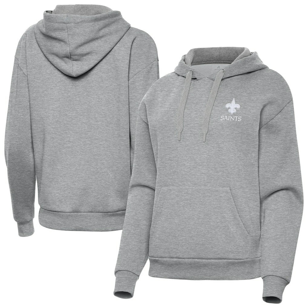 New Orleans Saints Antigua Women's Victory Pullover Hoodie Heather Gray