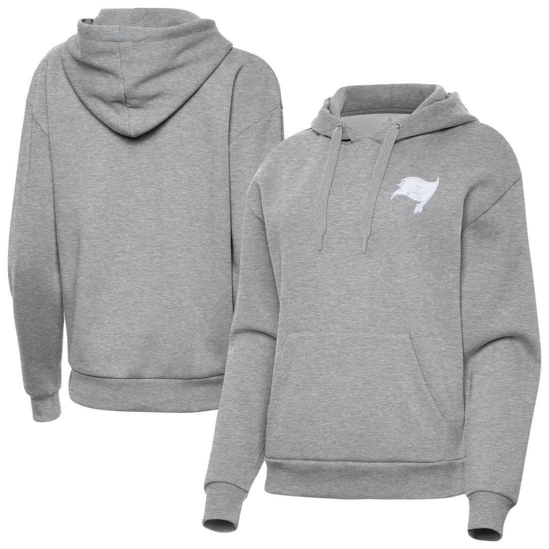 Tampa Bay Buccaneers Antigua Women's Victory Pullover Hoodie Heather Gray