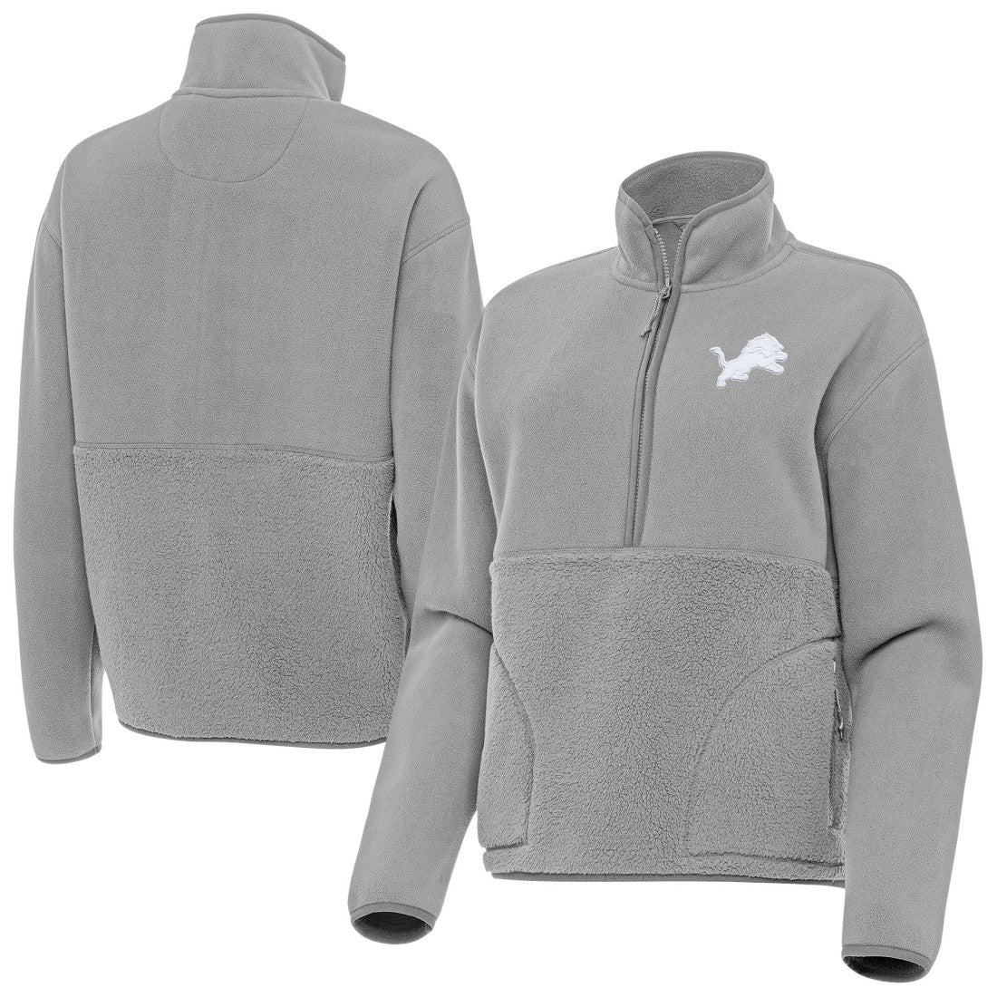 Detroit Lions Antigua Women's Figure Half-Zip Sweatshirt Gray