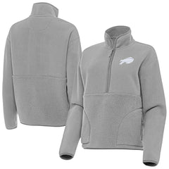 Buffalo Bills Antigua Women's Figure Half-Zip Sweatshirt Gray