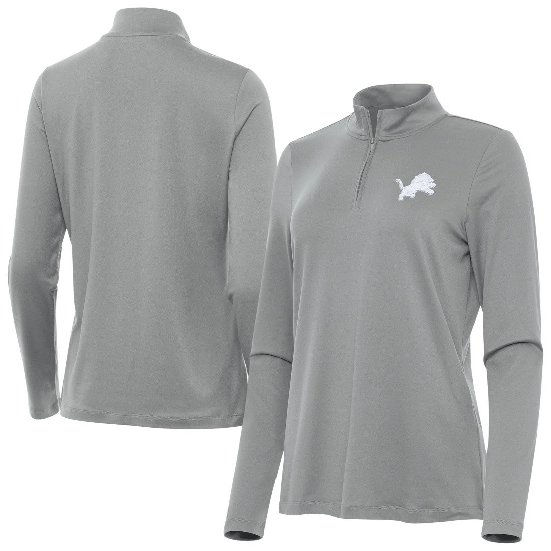 Detroit Lions Antigua Women's Reprocess Quarter-Zip Top Gray