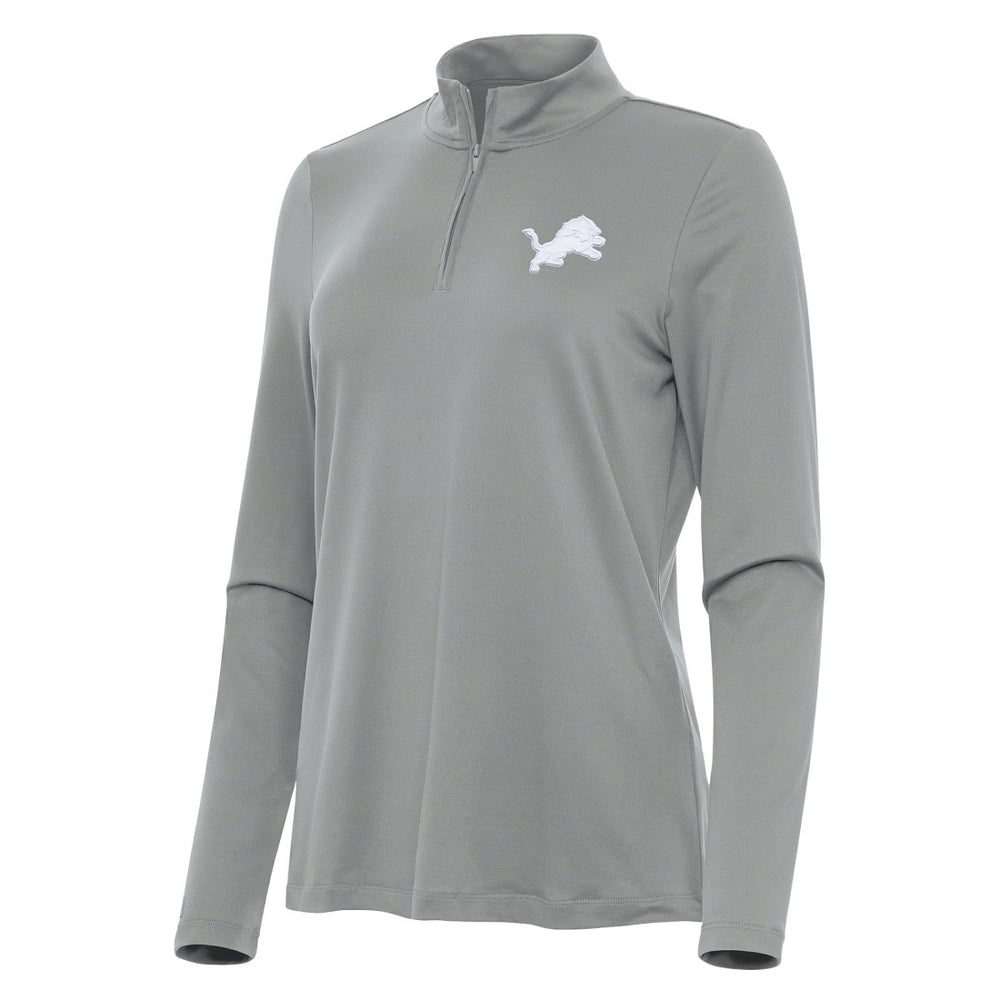 Detroit Lions Antigua Women's Reprocess Quarter-Zip Top Gray