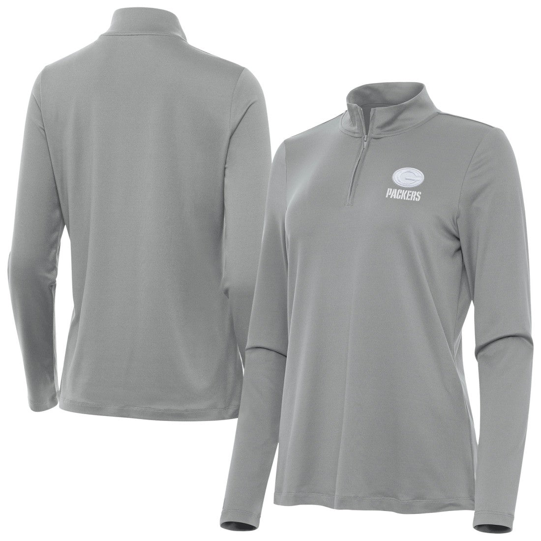Green Bay Packers Antigua Women's Reprocess Quarter-Zip Top Gray
