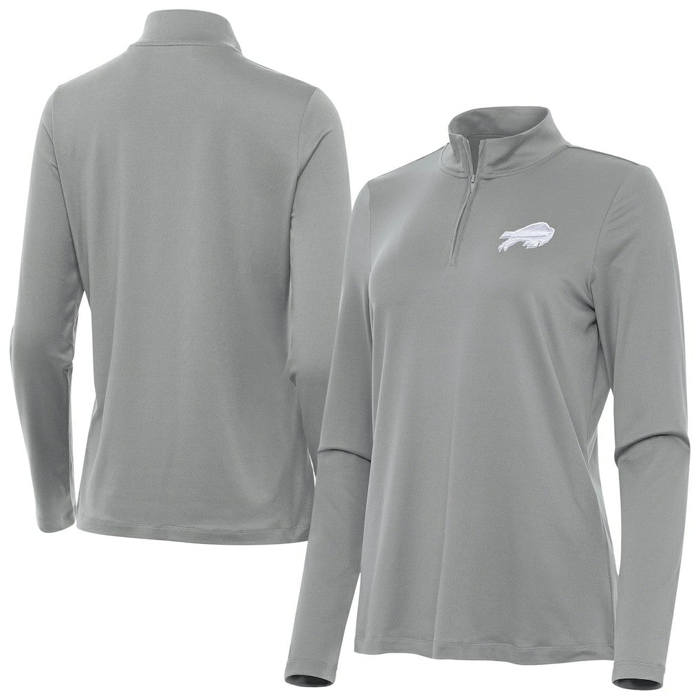 Buffalo Bills Antigua Women's Reprocess Quarter-Zip Top Gray