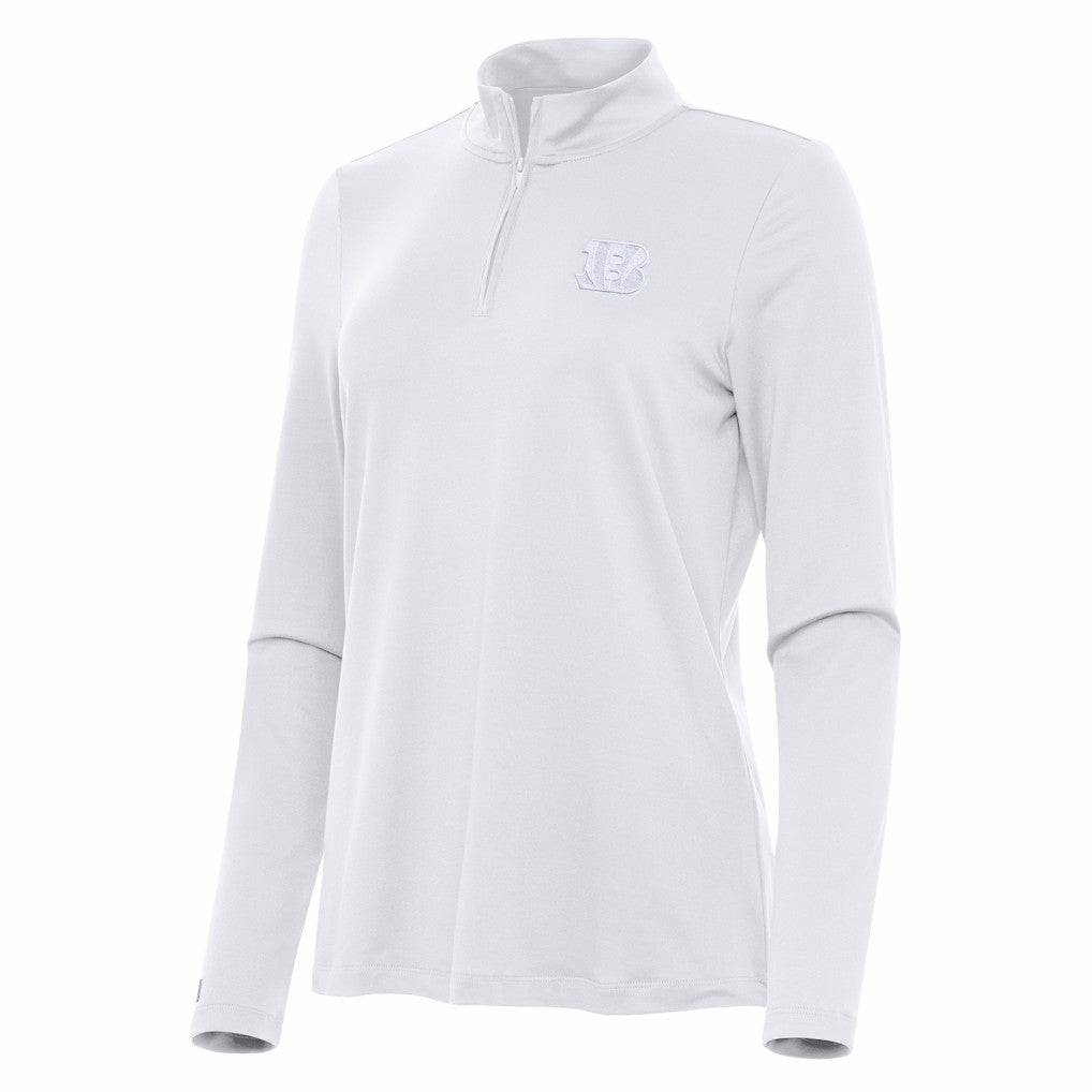 Cincinnati Bengals Antigua Women's Reprocess Quarter-Zip Top White