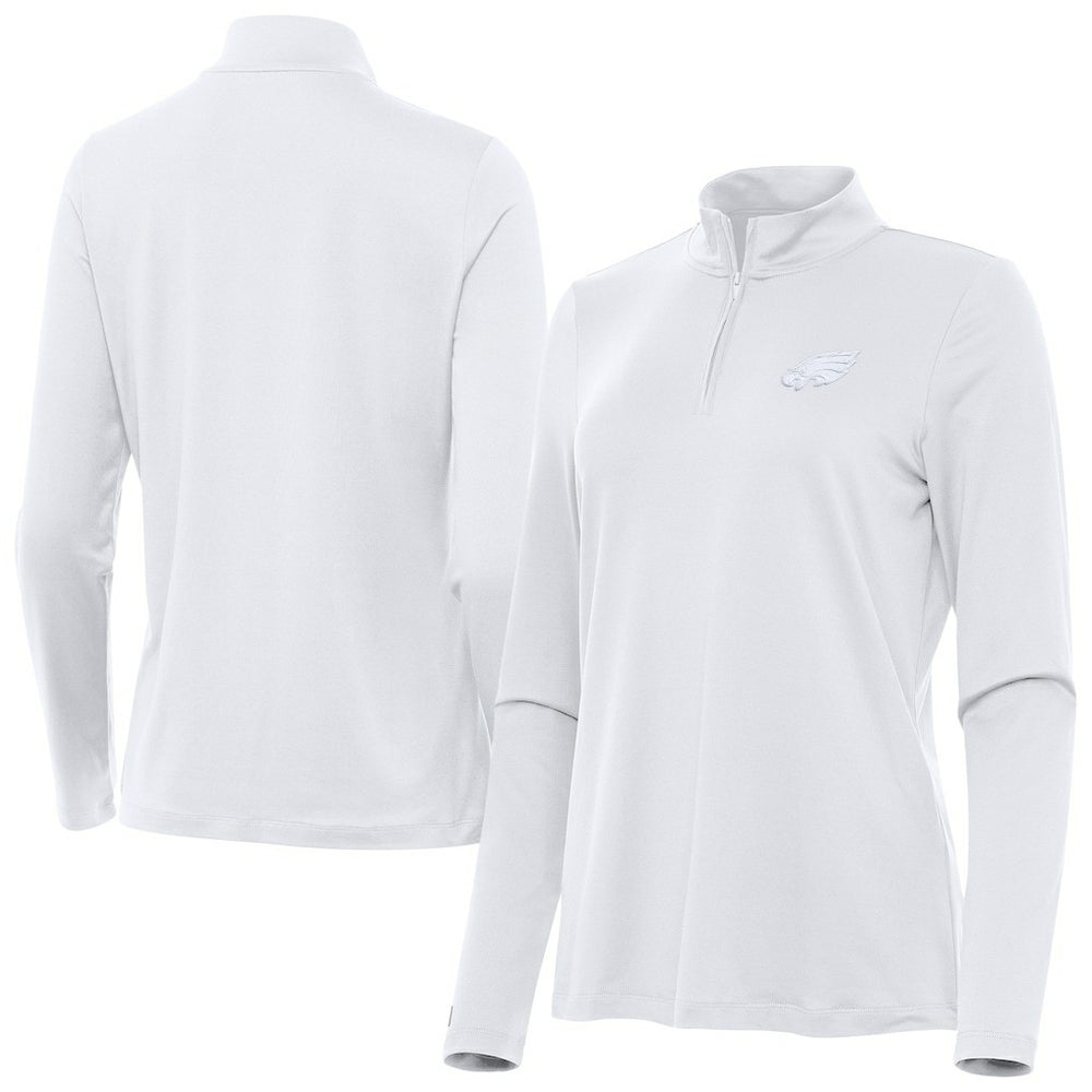 Philadelphia Eagles Antigua Women's Reprocess Quarter-Zip Top White