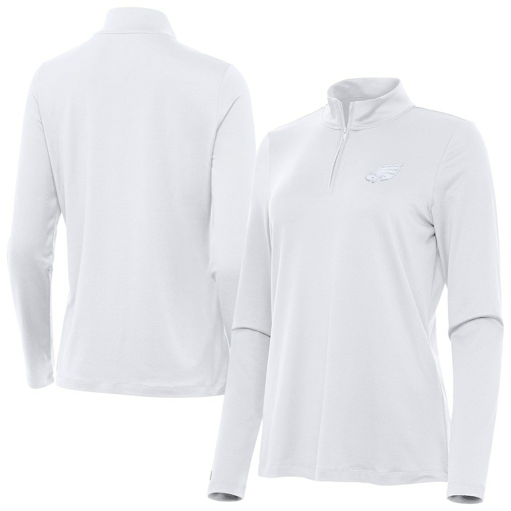 Philadelphia Eagles Antigua Women's Reprocess Quarter-Zip Top White