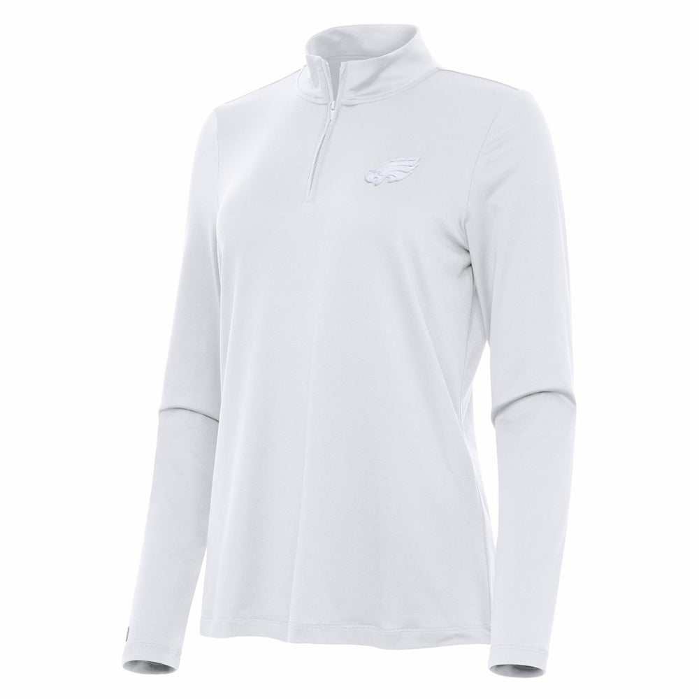 Philadelphia Eagles Antigua Women's Reprocess Quarter-Zip Top White