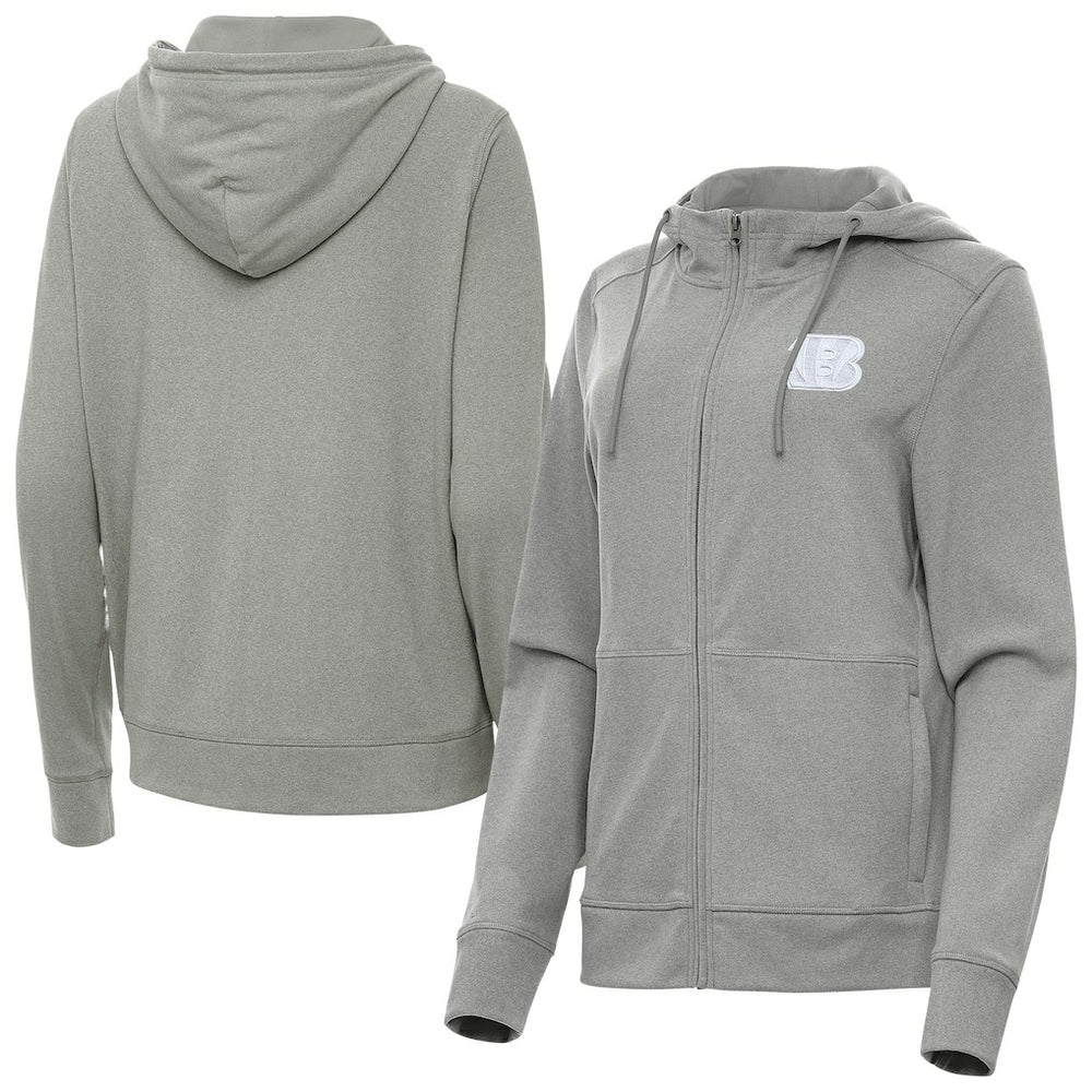 Cincinnati Bengals Antigua Women's Seeker Full-Zip Hoodie Jacket Heather Gray