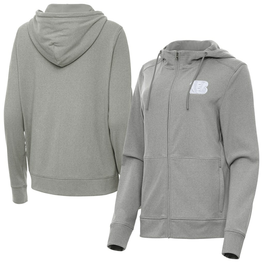 Cincinnati Bengals Antigua Women's Seeker Full-Zip Hoodie Jacket Heather Gray