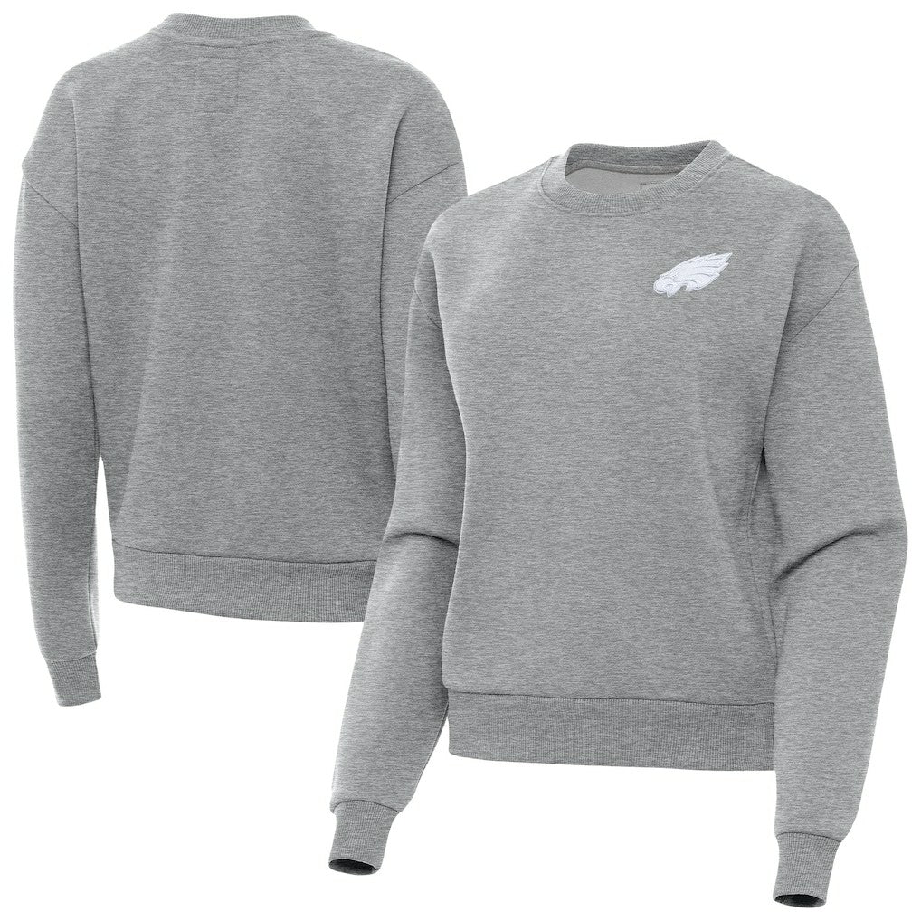 Philadelphia Eagles Antigua Women's Victory Crew Pullover Sweatshirt Heather Gray