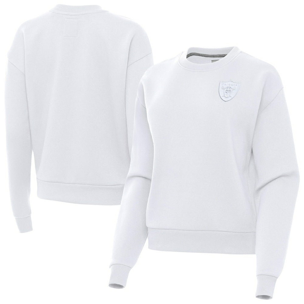 Las Vegas Raiders Antigua Women's Victory Crew Pullover Sweatshirt White