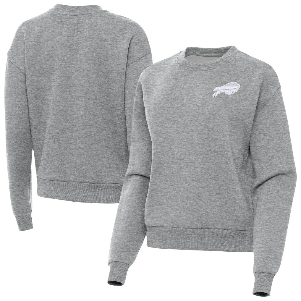 Buffalo Bills Antigua Women's Victory Crew Pullover Sweatshirt Heather Gray