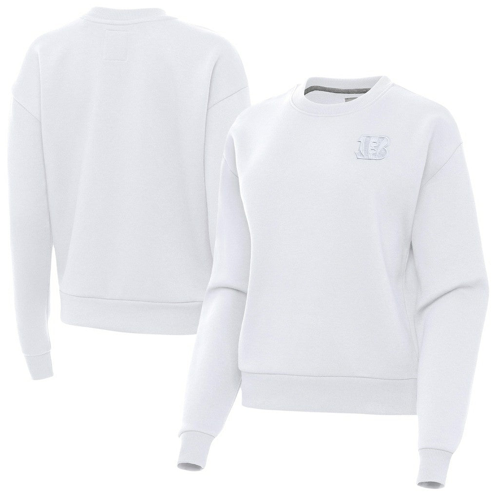 Cincinnati Bengals Antigua Women's Victory Crew Pullover Sweatshirt White