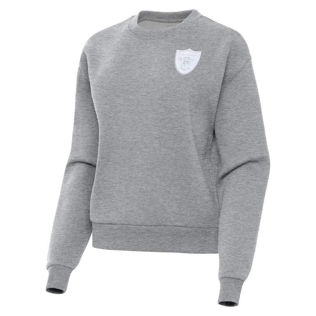 Las Vegas Raiders Antigua Women's Victory Crew Pullover Sweatshirt Heather Gray