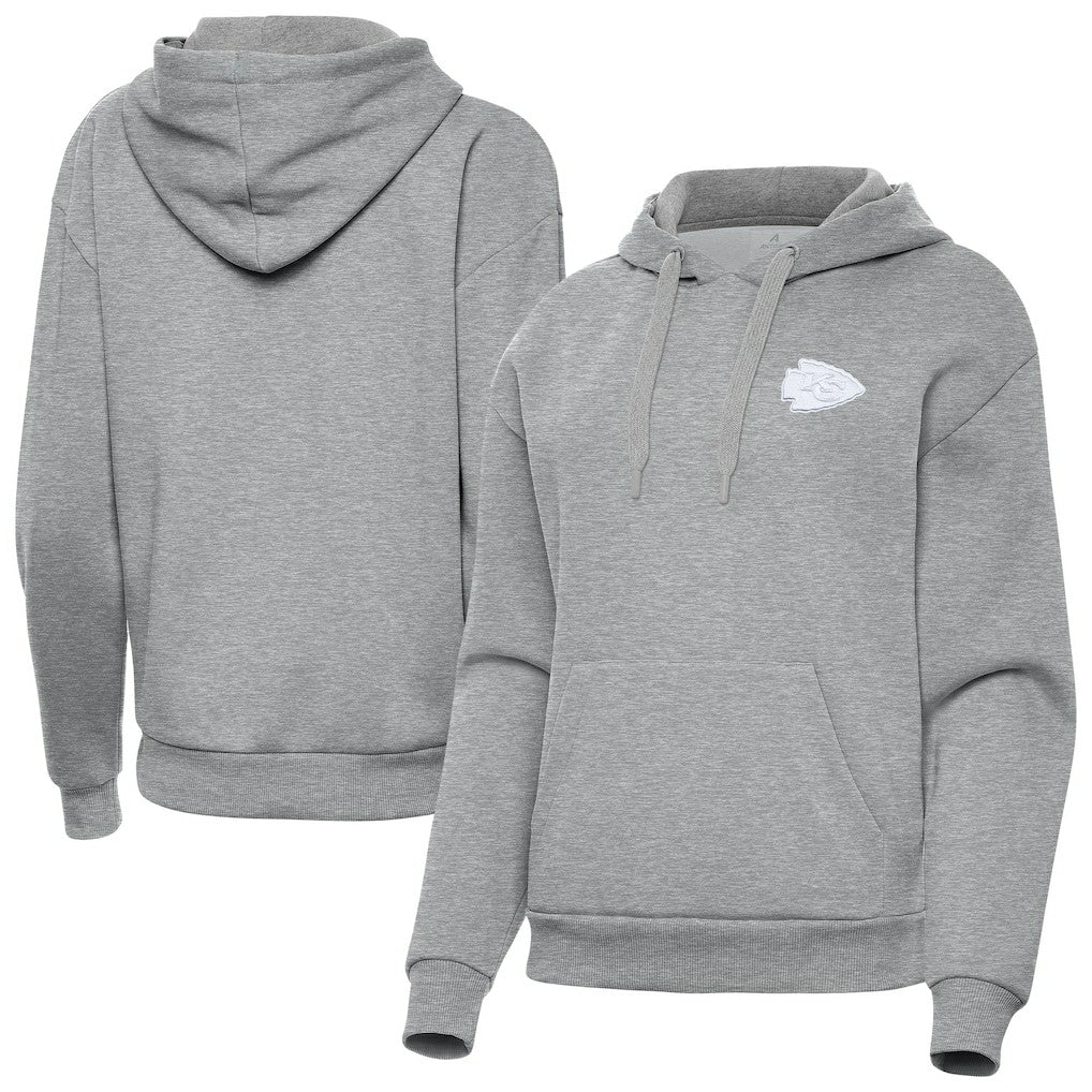 Kansas City Chiefs Antigua Women's Victory Pullover Hoodie Heather Gray