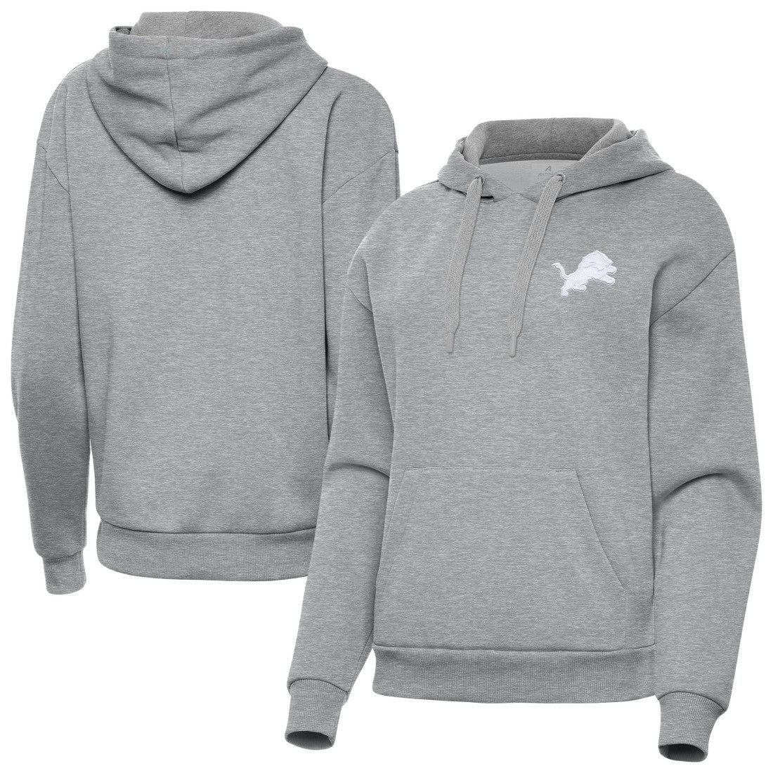 Detroit Lions Antigua Women's Victory Pullover Hoodie Heather Gray
