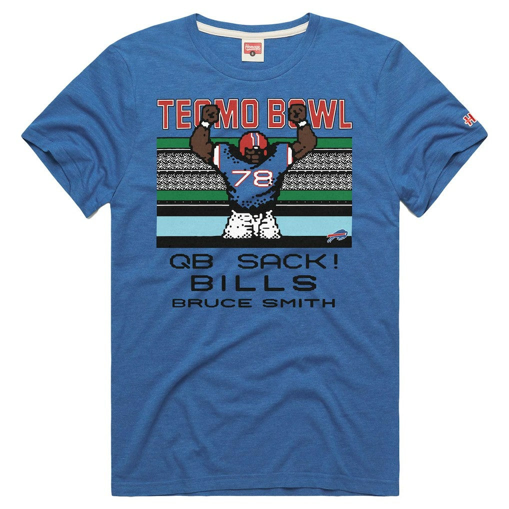 Bruce Smith Buffalo Bills Homage Unisex Tecmo Bowl Retired Player Graphic Tri-Blend T-Shirt Royal