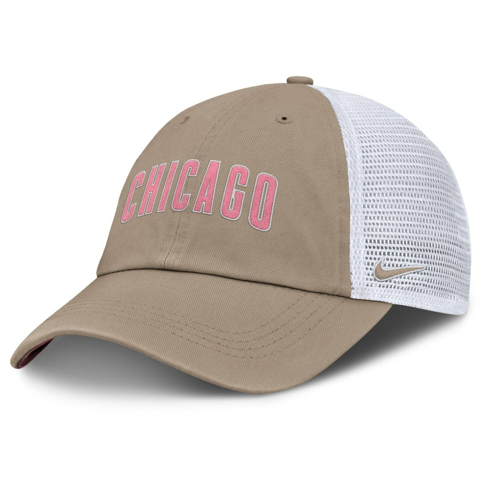 Chicago Cubs Nike Unisex Mother's Day Club Trucker Adjustable Hat - Khaki/White - Nike Discount