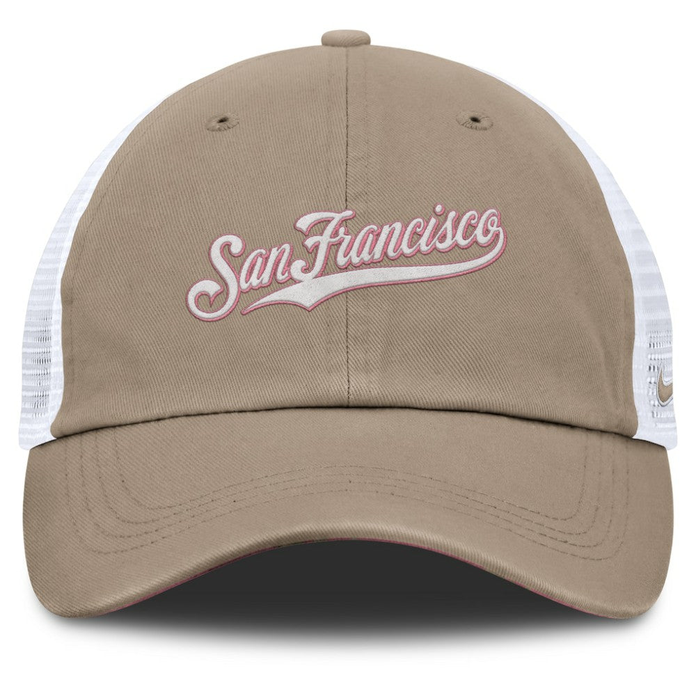 San Francisco Giants Nike Unisex Mother's Day Club Trucker Adjustable Hat - Khaki/White - Nike on Sale