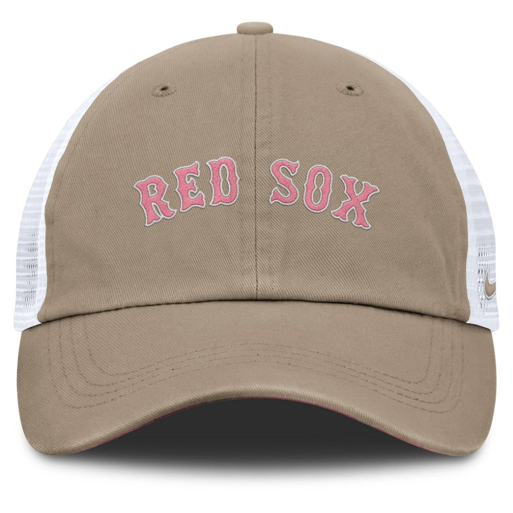 Boston Red Sox Nike Unisex Mother's Day Club Trucker Adjustable Hat - Khaki/White - Nike Lifestyle
