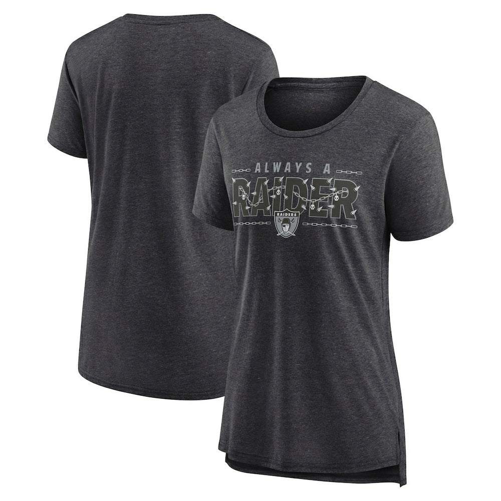 Nike Las Vegas Raiders Women's Vintage Graphic Tri-Blend Scoop Neck T-Shirt Charcoal