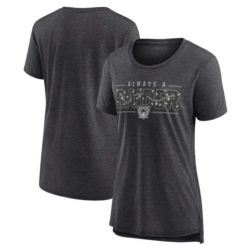 Nike Las Vegas Raiders Women's Vintage Graphic Tri-Blend Scoop Neck T-Shirt Charcoal