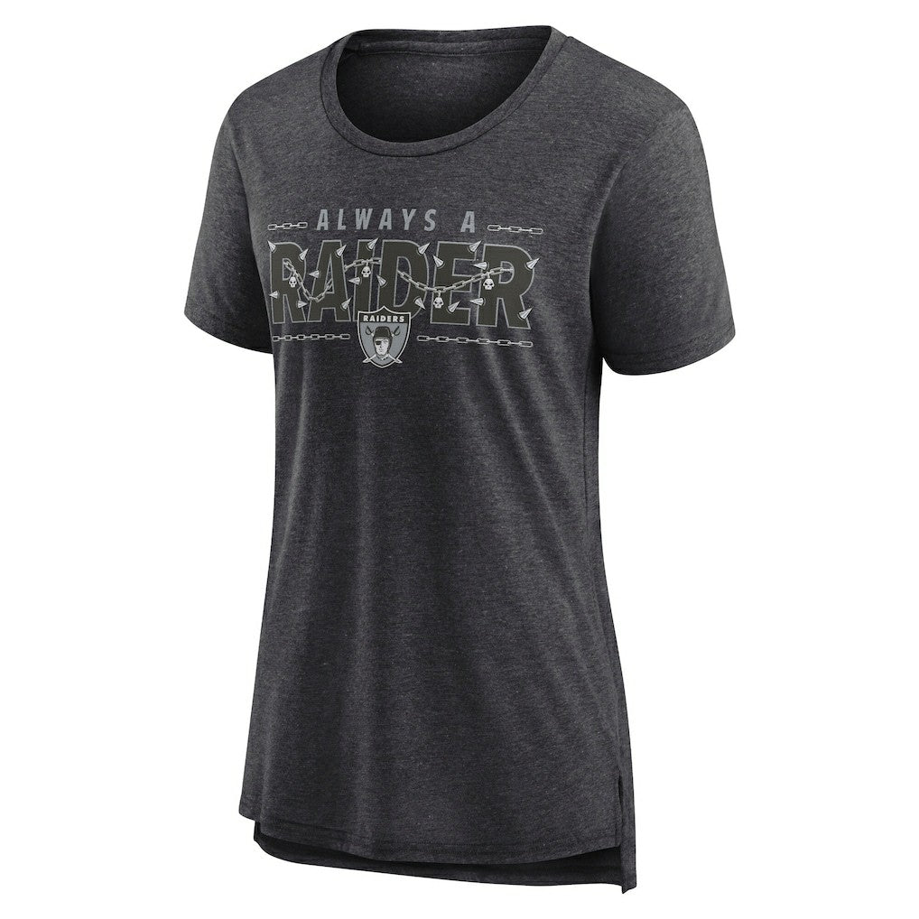 Nike Las Vegas Raiders Women's Vintage Graphic Tri-Blend Scoop Neck T-Shirt Charcoal