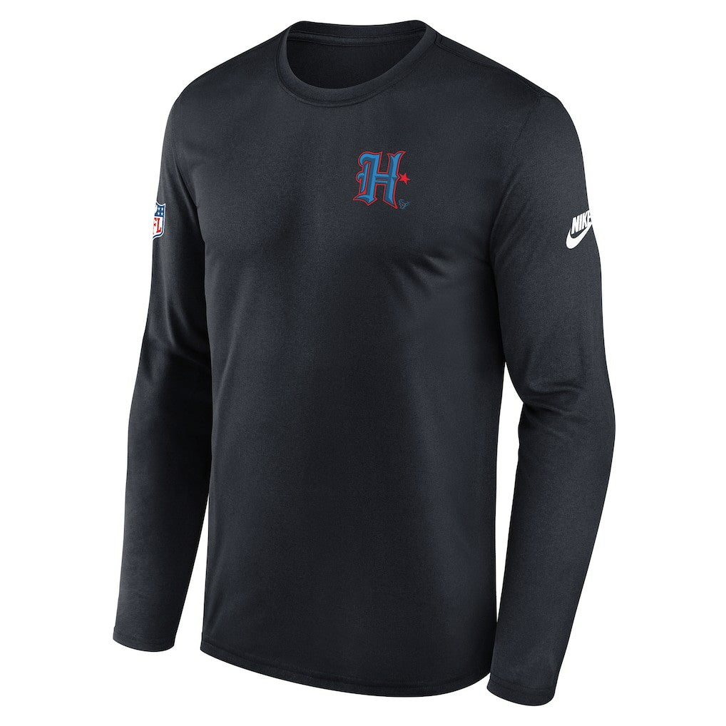 Nike Houston Texans Legend Small Logo Dri-FIT Long Sleeve T-Shirt Navy