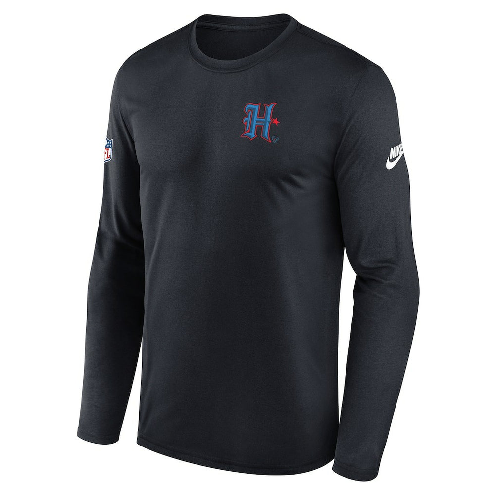 Nike Houston Texans Legend Small Logo Dri-FIT Long Sleeve T-Shirt Navy