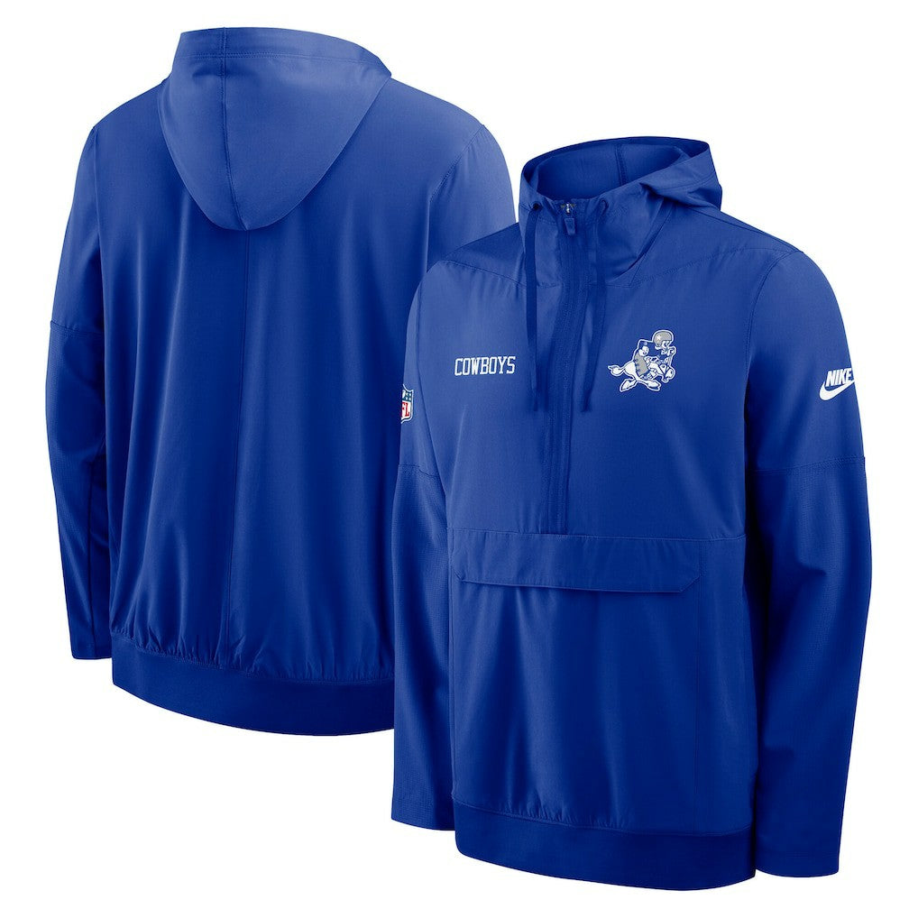 Nike Dallas Cowboys Sideline Alt Pack Anorak Half-Zip Hoodie Jacket Royal